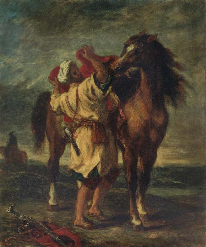 Eugene Delacroix Arab Sadding His Horse oil painting image